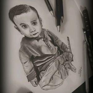 Hand Made Personlized Pencile Sketch Of Cute Baby