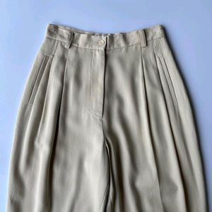 Korean Pleated Formal Trousers In Beige