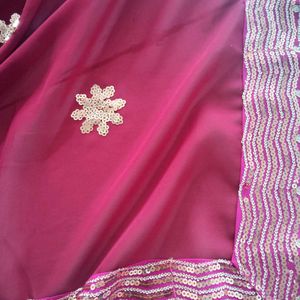 Maroon And Pink Color Saree