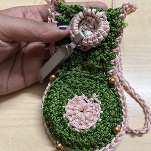 Handmade Crochet Green Side Slingbag