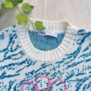 Zara Floral Embroidered Knit Vest