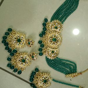 NEW TRENDING RAMA GREEN JEWELLERY SET