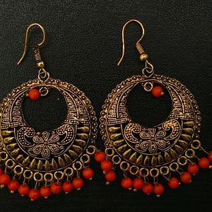 Golden Oxidised Earrings