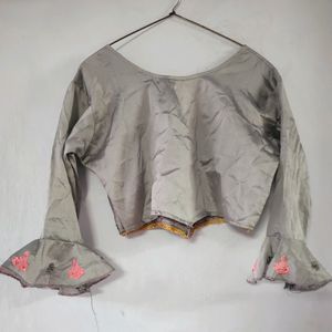 Grey Silk Blouse