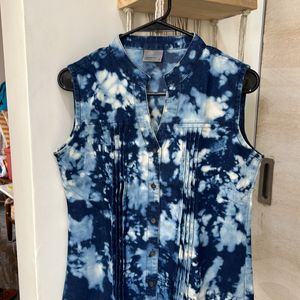 VERO MODA Blue Tie-dye Effect Denim Sleeveless Top