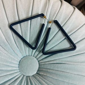 Navy Blue Geometric Acrylic Triangle Hoop Earrings