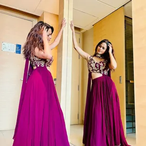 Wine Color Lehnga Choli For Women Size S