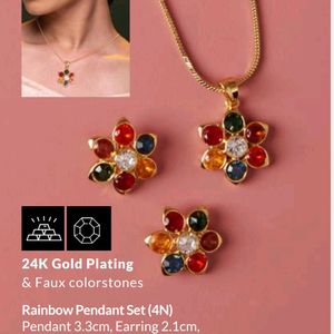 Avon Brand New Rainbow Pendant Set 24k Gold Plated