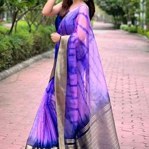 💜Organza Saree 🧡