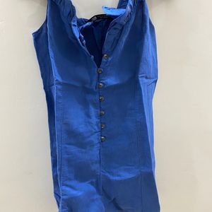 blue sleeveless jumpsuit