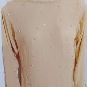 Beige Chiffon Kurta