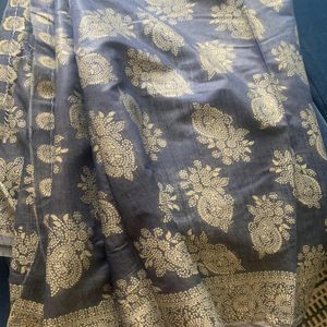 Lucknowi Chikankari Linen cotton Woven Sarees