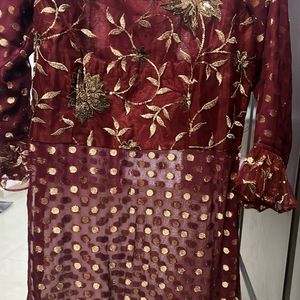 Beautiful Designer Heavy Work Polka Dotted Sharara