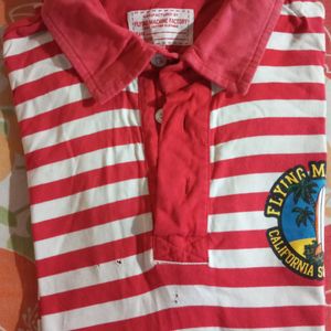 Men's Casual Red & White T-shirt