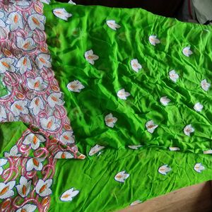 Green Embroidered Saree (Women's)