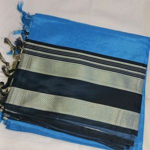 New Plain Silk Blue Saree