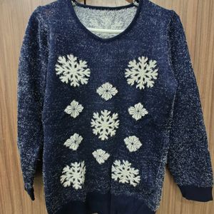 Snowflakes Blue Woollen Sweatshirt