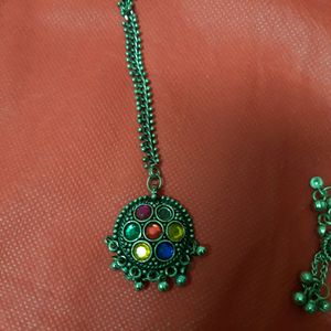 Oxidised Necklace With Maangtika