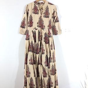 Cream Printed Maxi Dress(Women’s)