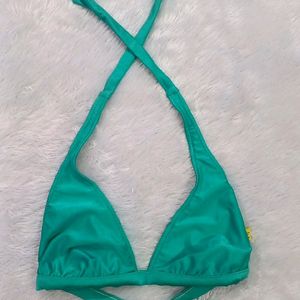 Sea Green Shiny Fabric Bikini Top 👙