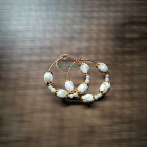 Pearl And Shell Hoop Earrings