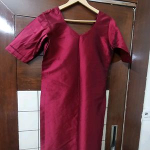 Maroon Silk Plain Kurta