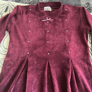 Winters Velvet Dress For Girls