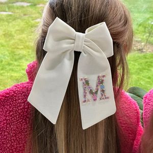 Embroidery Hair Bow Clip With Your Name Letter