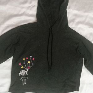 Charcoal Croped Hoodie