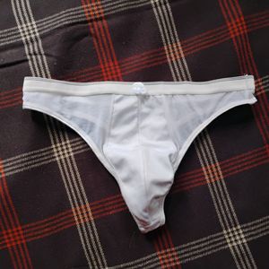 White Men's Thong Briefs Meshy Design