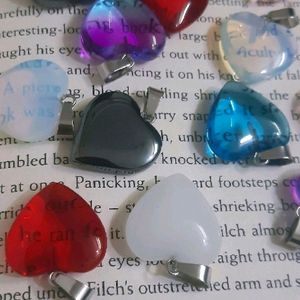 Y2k Glass Heart Pendant With Cord