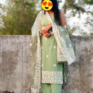 Diwali Sale✨Full Embroidered Kurta,Palazo & Dupata