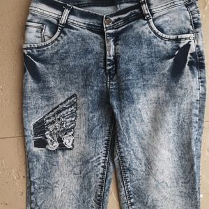 Beautiful pattern jeans dark grey color