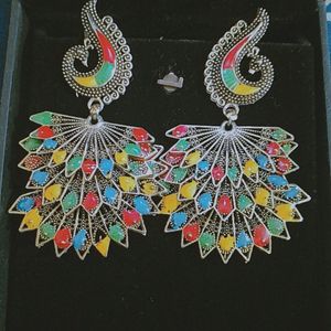 Peacock Design Multicolour Earrings 🦋😻