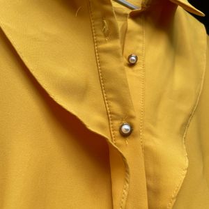 Cute Pearl Buttoned Yellow Dress