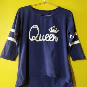 Casual Regular Sleeves Printed Women Blue Top