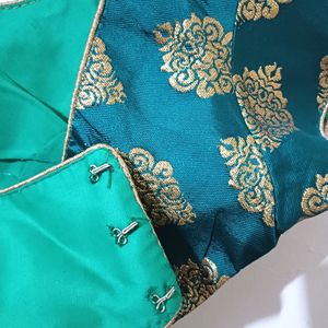 💥🆕️ Teal Green Colour Brocade Blouse