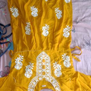 Chikenkari Yellow Kurta