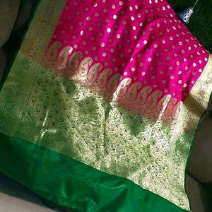 Beautiful soft Rani pink Banarasi saree