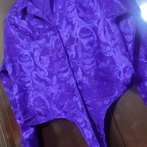 Purple Shining Party Wear Crop Top For 36 Bust