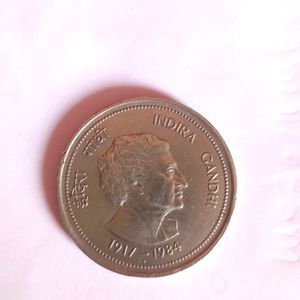 Indra Gandhi 5 Ruppes Coin