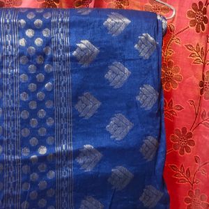 Navy Blue Designed Linen Jamdani Saree