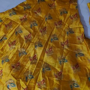 Yellow Graghra Choli Shalu Pattern Butta