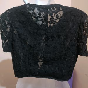 Black Blouse Net Front Open (Women's)