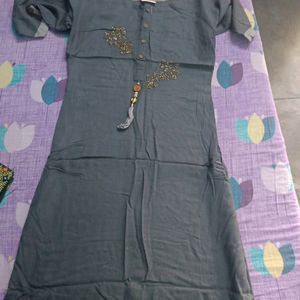 Grey Colour Daily Wear Long Kurta