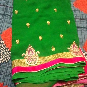 Green Georgette Saree