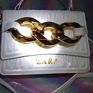 Zara White Handbag/sling Bag In New Condition