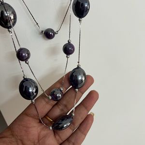 Three Layer Purple Stone Necklace