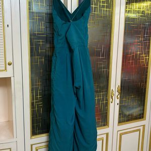 Teal Green Cross Back Jumpsuit