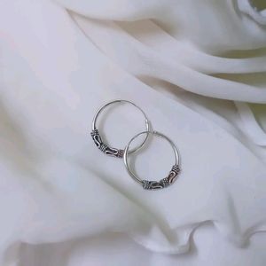 Pure Silver Sterling With Patial Oxidized Hoops